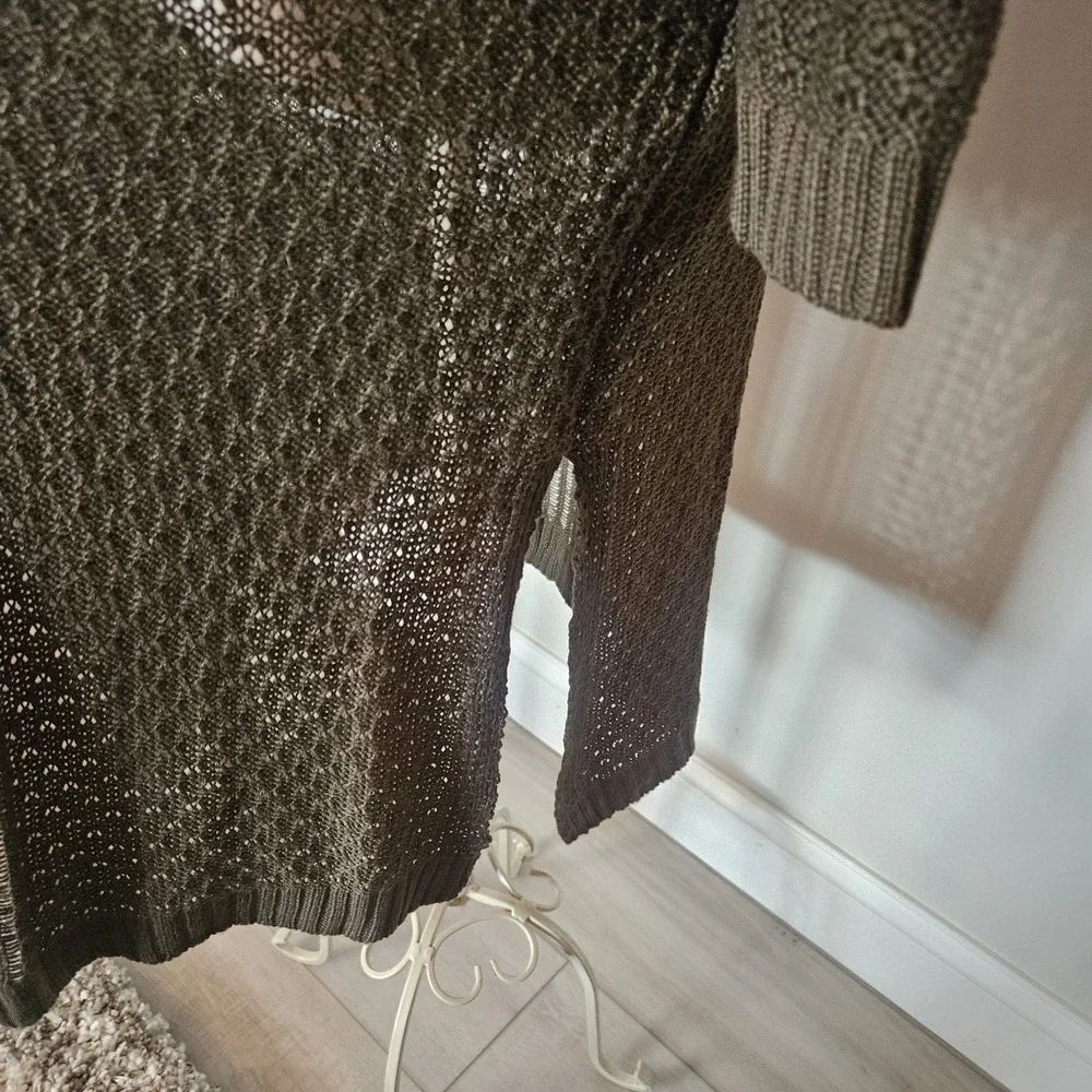 Its Our Time Women's Olive Green Long Length Knit  Open Cardigan NWT - Picture 5 of 15